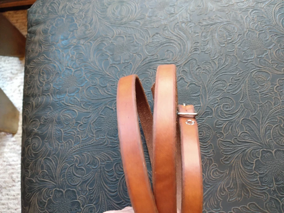 Cabezal de brida vintage mediano de cuero de roble Hermann pestillo de garganta Western Show Foto 3 de 4