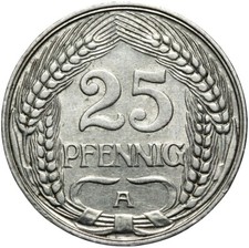 Deutsches Reich - Kaiserreich - J. 18 - M&uuml;nze - 25 Pfennig 1912 A - Nickel
