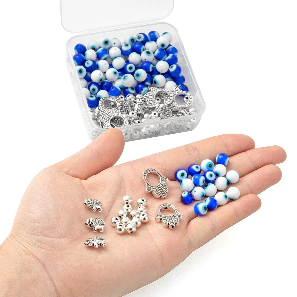 1 caja de cuentas de murano de mal de ojo hechas a mano de aleación tibetana para kits de búsqueda de joyas hágalo usted mismo Foto 4 de 4