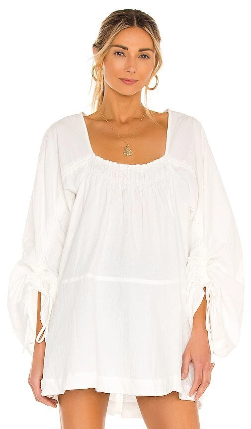Free people long top sleeve white dress