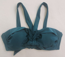 Shade  Shore Solid Dark Teal Twist Front Bandeau Bikini Swim Top Size S 4-6