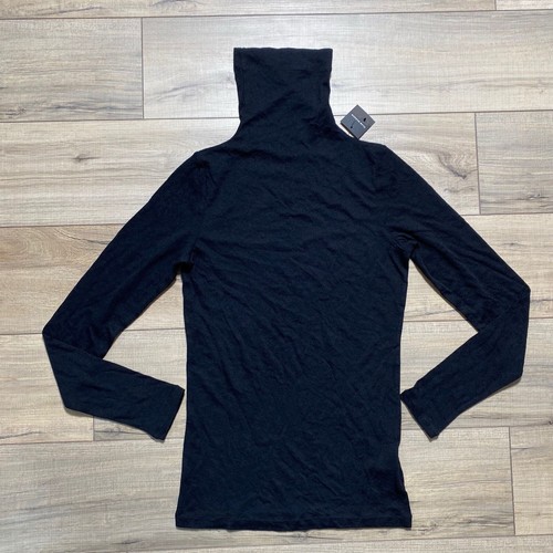Club Monaco Womens Julie Wool Blend Turtleneck Slim Fit Top Size M Soot Black