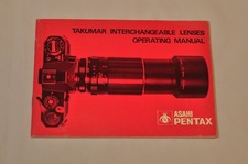 Asahi Pentax Takumar Interchangeable Lenses Operating Manual, Not a Copy c1970s