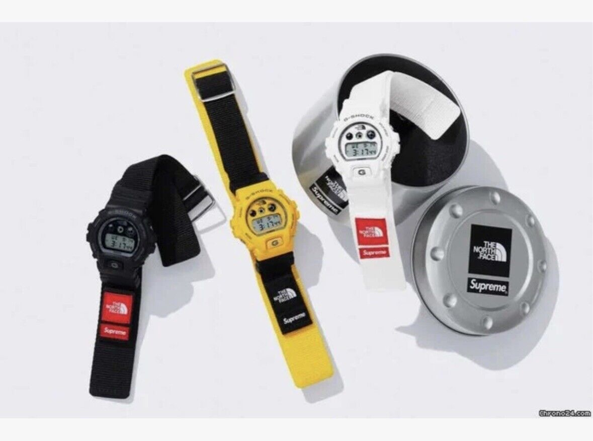 Supreme x The North Face x Casio G-Shock DW-6900 Watch Yellow, New