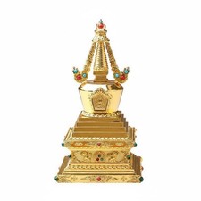 Tibetische Stupa kunstvoll verziert buddhistisches Ritualobjekt f&uuml;r Hausaltar