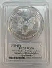 2020 Silver Eagle MS70 Emergency Issue First Strike Signed by AIP Designer