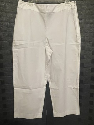 Vintage Rafaella White Stretch Crop Pants Capris Inseam 23'' Side Zip Size 14