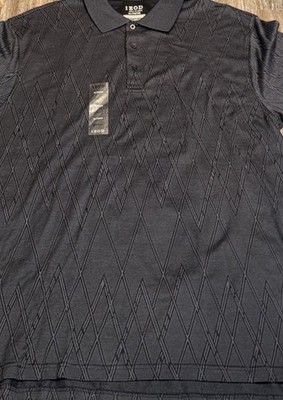 New IZOD Mens Golf Polo Shirts Black 100% Cotton Size XL