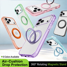 Mag Safe Case For iPhone 17 16 Pro Max 15 14 13 Pro Magnetic Ring Stand Cover