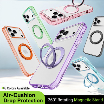 Mag Safe Case For iPhone 17 16 Pro Max 15 14 13 Pro Magnetic Ring Stand Cover