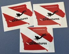 Lot 3 DiVentures IOWA Dive Diver Glossy PROMO Sticker Scuba Diving Ephemera