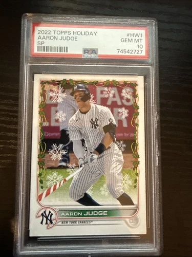 ⚾ AARON JUDGE - 2022 Topps Holiday Candy Cane Bat SP #HW1 - PSA 10 Yankees