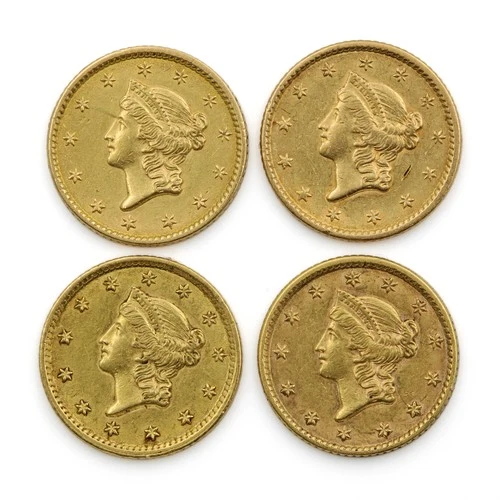 1852-1853 Type 1 Liberty Head Gold Dollar $1 United States Coin Lot of 4 #C803-4