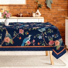 Retro Birds Branch Table Cloth Rectangle Machine Washable Tablecloth, 84 60...