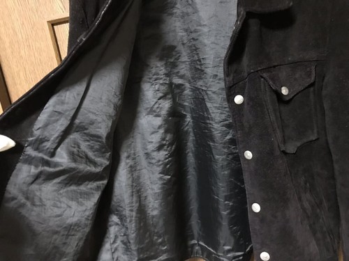 Men's Wear Schott Schott Shot Third Tanker Jacket Men s 38 Suede Black 80 s Vint - Picture 6 of 8