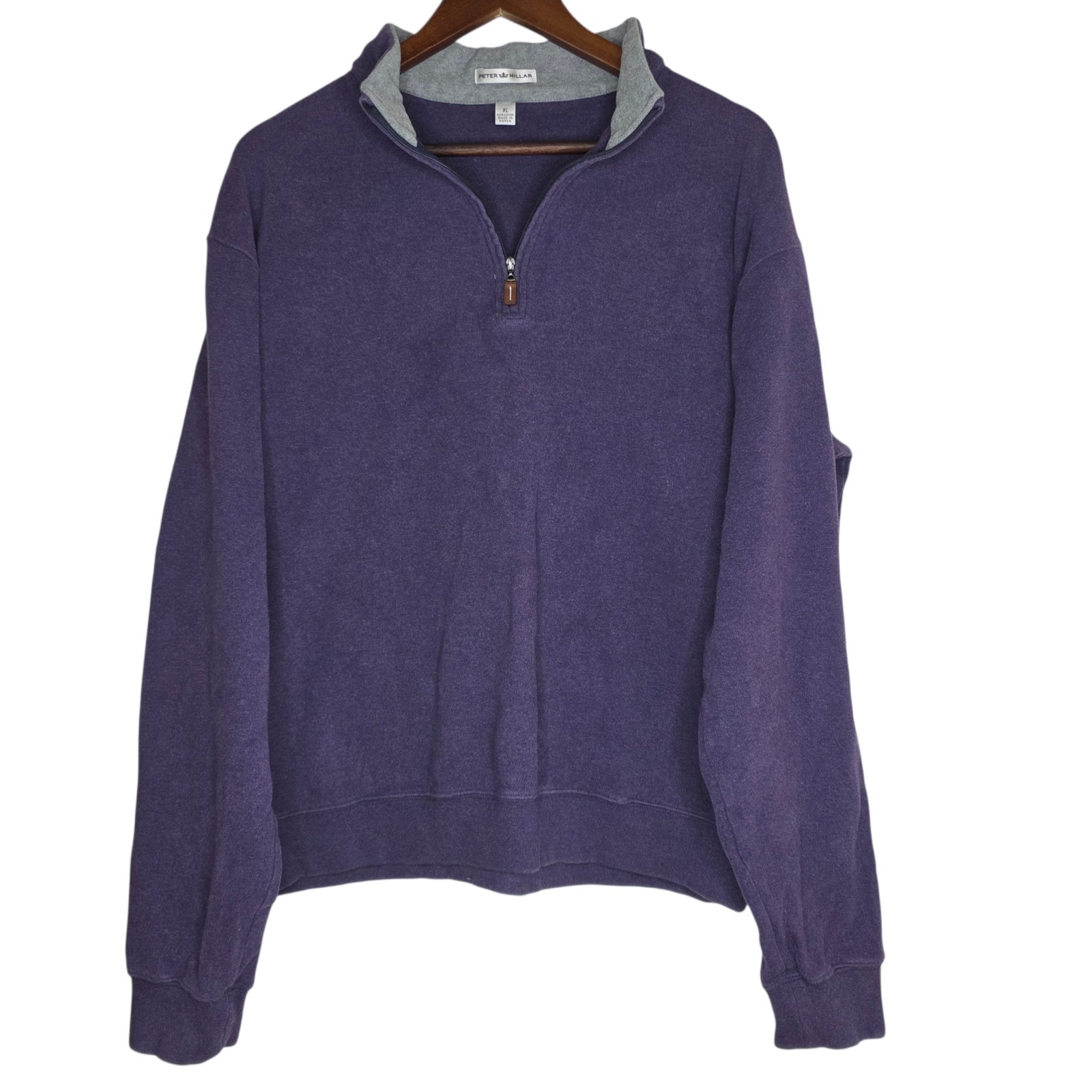 Peter Millar Crown Sport Men's XL Purple Fleece Pullover Quarter Zip Sweater