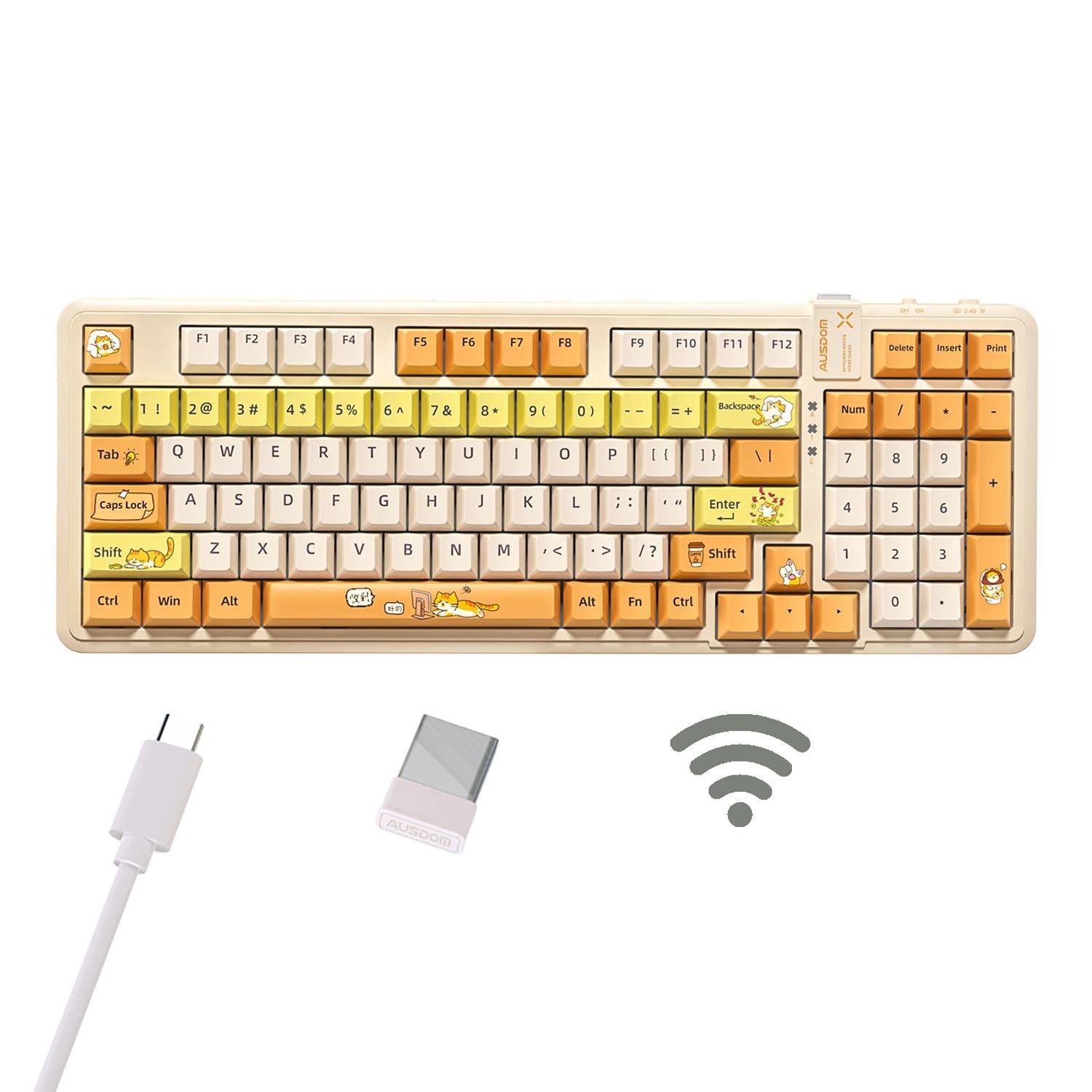 AUSDOM 98Pro Tri-Mode Wireless Mechanical Keyboard with Bluetooth 2.4GHz USB-C