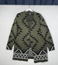 FRYE The Cozy Cardigan Sweater Green/Black - Southwestern Jacquard - Women's L