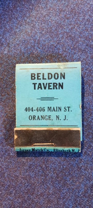 BELDON TAVERN..ORANGE NJ..1950S...STRUCKED TWICE. MISSING 2 MATCHES