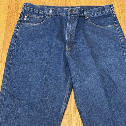 Pantalones de mezclilla Carhartt para hombre 42x32 calce relajado azules RN# 14806 algodón poli logotipo informales - Imagen 3 de 14