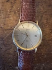 TIMEX LA CELL Mens Vtg Golden Round Watch Champagne Dial Date Window