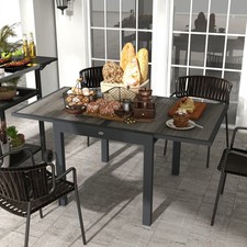 Extendable Garden Table Outdoor Dining Table, Aluminium Frame
