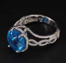 Sterling Silver - DESIGNER Blue Topaz Cable Braided Cocktail Ring Size 9 - 7.5g
