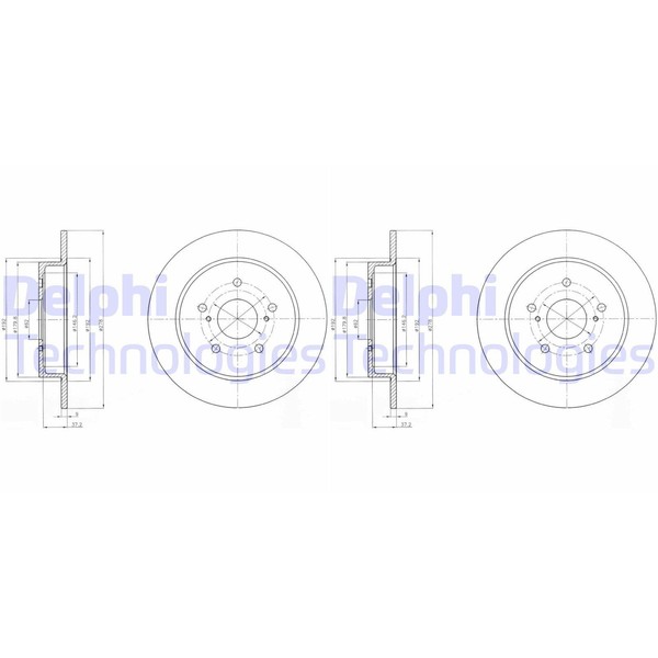 2X Delphi Bremsscheiben 278Mm Voll Hinten Passend FÜR Fiat Sedici Mitsubishi L-image