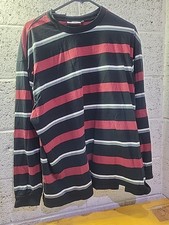 Carhartt Men T-Shirt XL Striped Logo Long Sleeve Crew Neck Pullover Tee Casual .