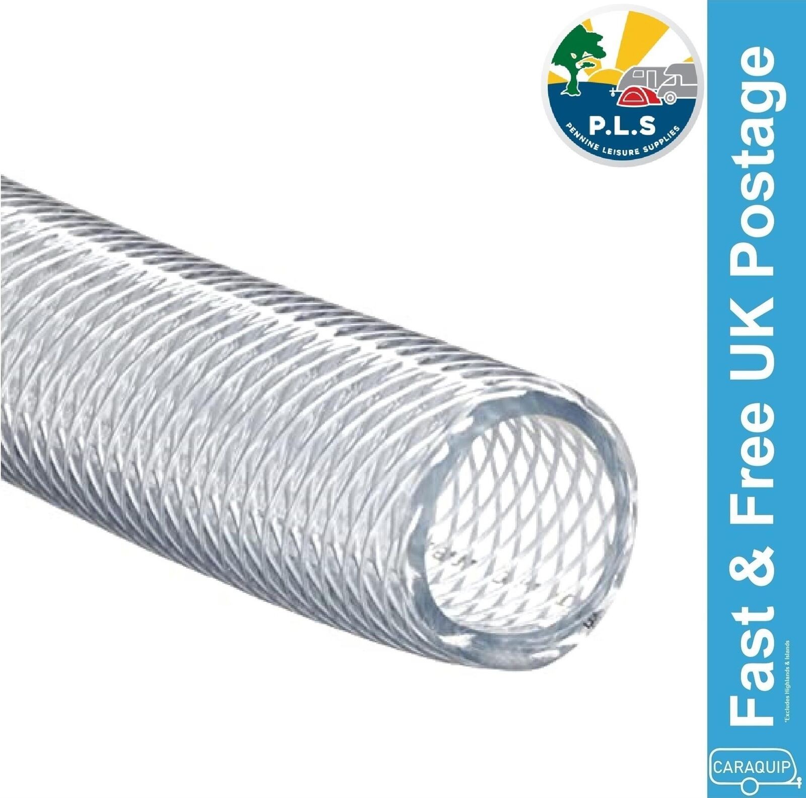 PLS 30m x 10mm PVC Reinforced Water Hose Tube Clear Caravan Motorhome Camp 1152