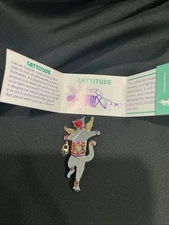 Liztech 2001 Signed Cat Brooch “Cattitude” Rare Mirrored And Jewel