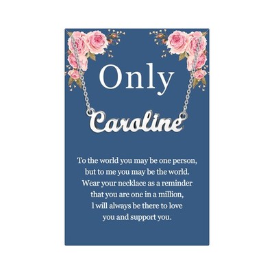 Caroline Name Necklace Personalized, Silver Plated Customized Nameplate Necklace