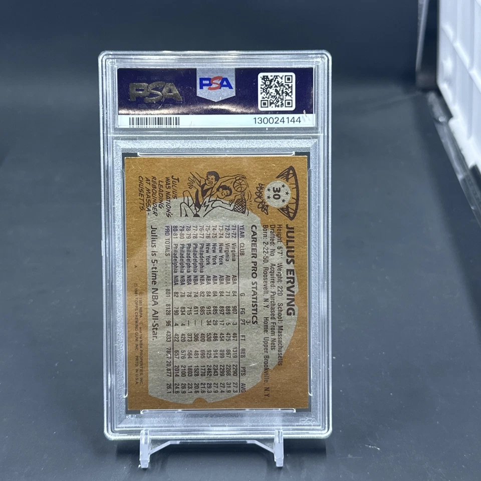 Julius Erving 1981 Topps #30 PSA 7 Philadelphia 76ers HOF J1 - Image 2 of 2