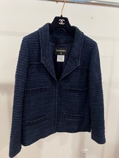 CHANEL 14P TWEED CC LOGO BUTTON BLAZER JACKET FR42 US10