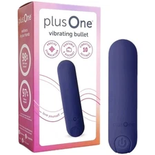plusOne Vibrating Bullet Soft Touch Massager, 10 Vibration Settings, Waterproof