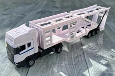 TEAMA TOYS SCANIA R SERIES CAR TRANSPORTER BLACK & WHITE DIECAST/PLASTIC 1:48