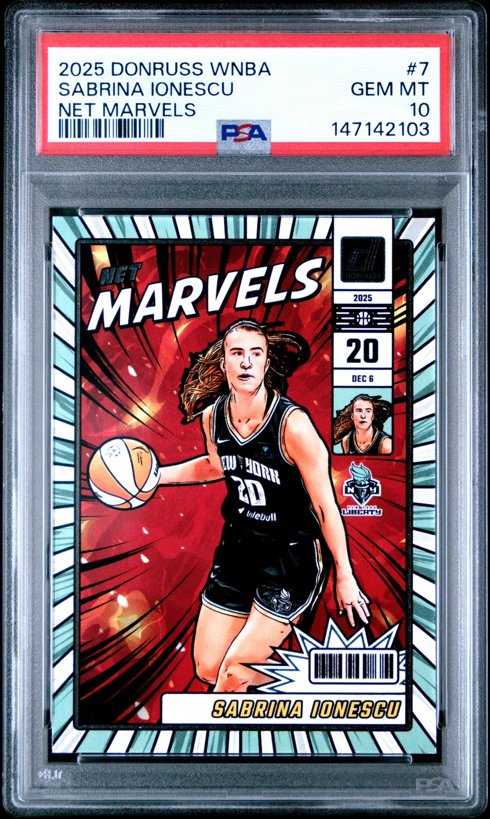 2025 PANINI DONRUSS WNBA NET MARVELS #7 SABRINA IONESCU PSA 10