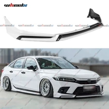 4PC Yofer V3 Pearl White Front Bumper Lip Splitter Kit For 2022-2024 Honda Civic