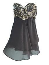 EUC Navy Rhinestone Strapless Cocktail Dress Size 1/2