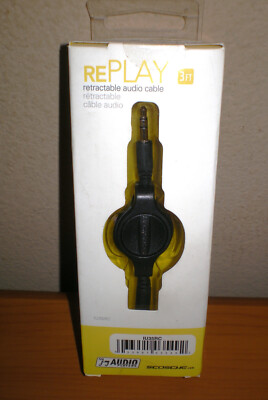 SCOSCHE Replay 3.5mm Retractable Auxiliary Audio Cable 3 foot Black # IU3.5RCR