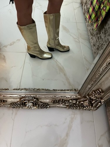 ASOS Western Stivali da Cowboy Oro Metallizzato Cowgirl Premium Nasty Gal 4 - Foto 6 di 10