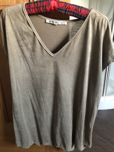 Wildlederimitat Top Beige