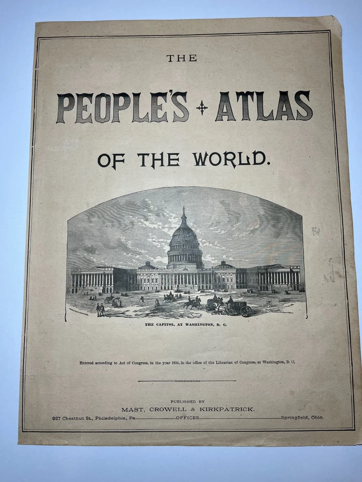 Mapa de Oregon & Washington 1894 en blanco y negro montado en cartulina sin ácido VER DESCRIPCIÓN Foto 3 de 4