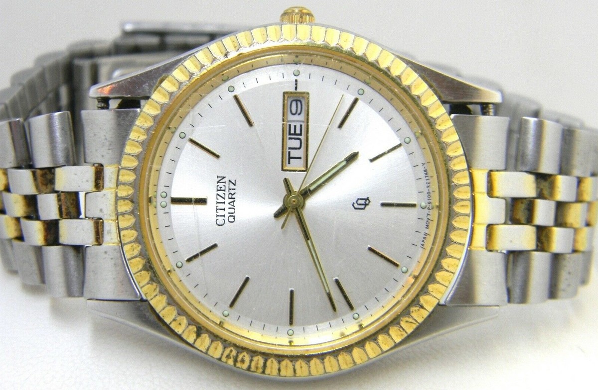 B25 mens Citizen President Calendar Date Gold Plated SS Dress