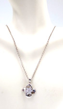 Mbc Italy Sterling Silver 925 Flower W Rhinestones Pendant 18 Chain Necklace