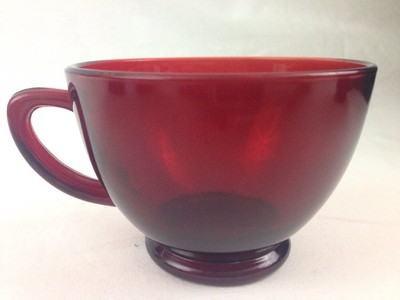 3 VTG Ruby Red Depression Glass Coffee Tea Cups