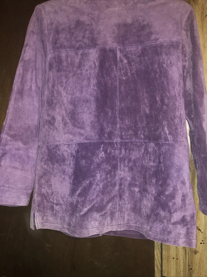 Nuevo Abrigo Grande Jessica Holbrook Púrpura Largo Medio Lavable Gamuza Foto 3 de 4