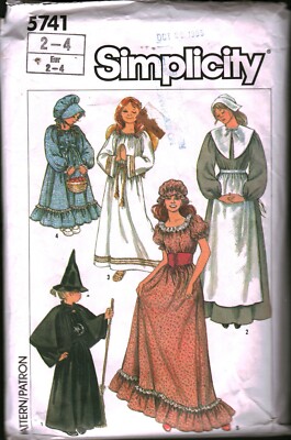5741 Vintage Simplicity Sewing Pattern Girls Costume Prairie Pioneer Dress Witch