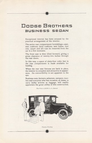 1922 DODGE BROTHERS Business Sedan Antique Vintage Original Print AD Black car