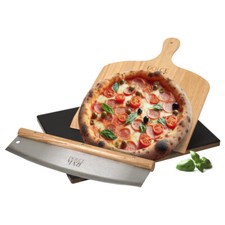 Dolce Mare Set Pizzastein schwarz Holz Pizzas...
